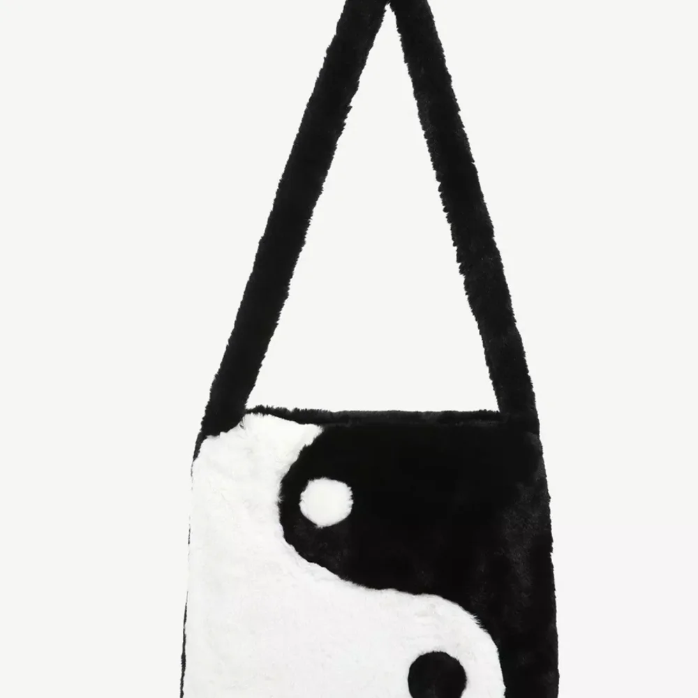 Hot Topic Black & White Yin Yang Plush Shoulder Bag